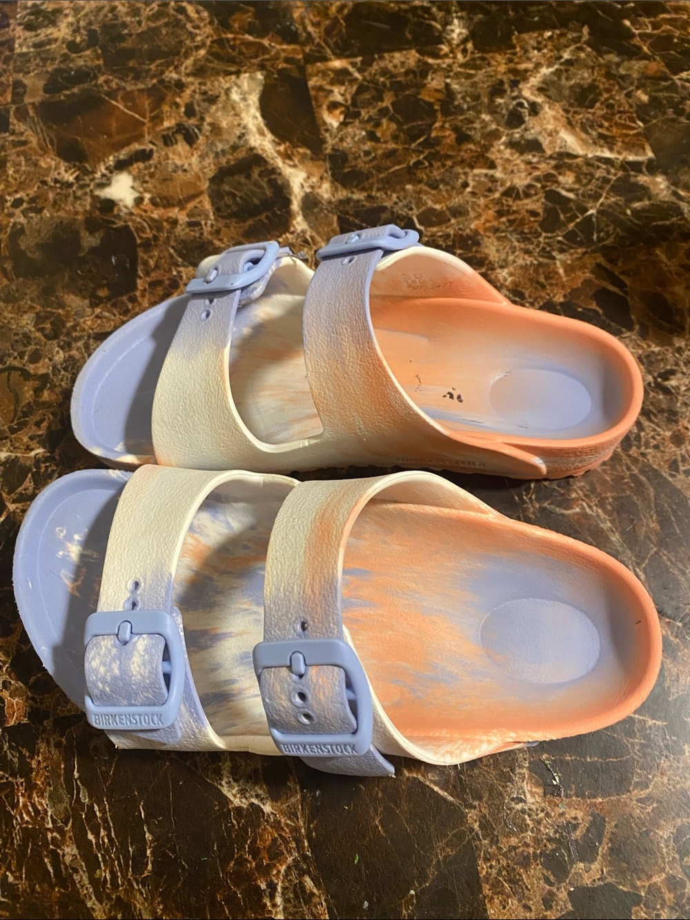 Birkenstock Kids Lavender and Peach Ombre Two-Strap Sandals
